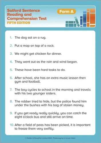 SSRCT READING CARDS A, B AND C (FIFTH EDITION) (SALFORD SENTENCE READING AND COMPREHENSION TEST)