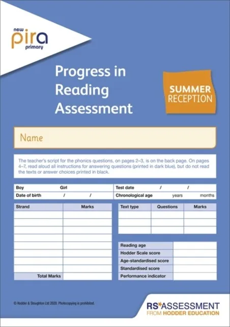 NEW PIRA TEST R, SUMMER PK10 (PROGRESS IN READING ASSESSMENT)