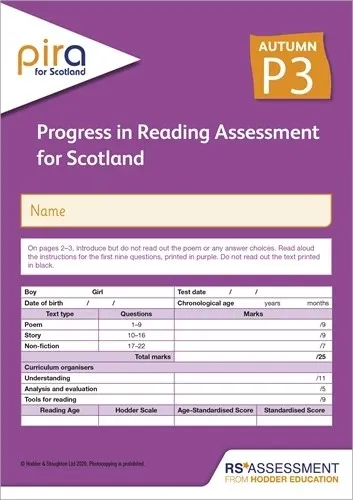 PIRA FOR SCOTLAND P3, AUTUMN PK10 (PROGRESS IN READING ASSESSMENT)