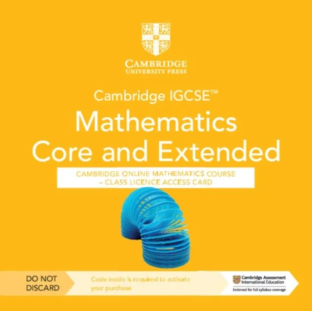 CAMBRIDGE IGCSE™ MATHEMATICS CORE AND EXTENDED CAMBRIDGE ONLINE MATHEMATICS COURSE – CLASS LICENCE ACCESS CARD (1 YEAR ACCESS)-DIGITAL