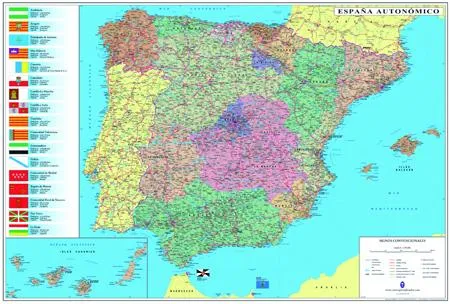 Mapa plastificado España Portugal