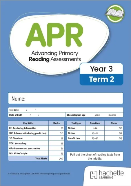 ADVANCING PRIMARY READING ASSESSMENTS, YEAR 3 TERM 2, 10PK