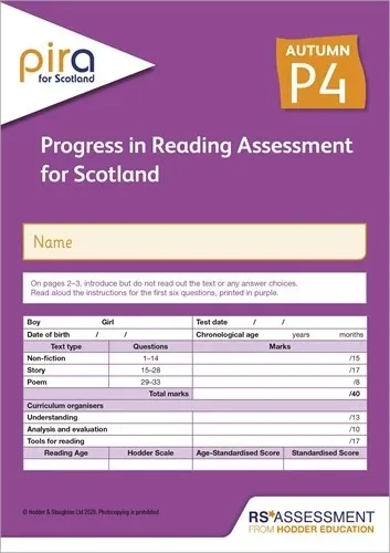PIRA FOR SCOTLAND P4, AUTUMN PK10 (PROGRESS IN READING ASSESSMENT)