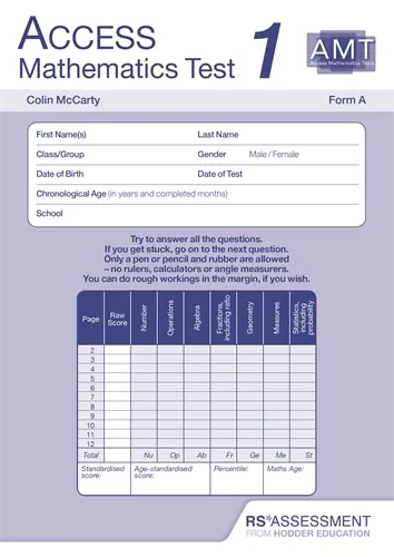 ACCESS MATHEMATICS TEST (AMT) 2ED TESTS 1 FORM A PK10