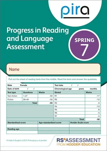 PIRA TEST 7, SPRING PK 10 (PROGRESS IN READING AND LANGUAGE ASSESSMENT)
