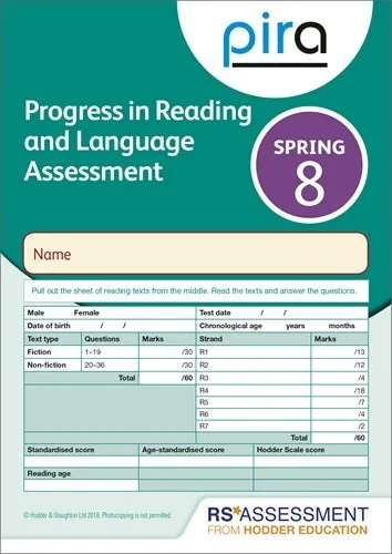 PIRA TEST 8, SPRING PK 10 (PROGRESS IN READING AND LANGUAGE ASSESSMENT)
