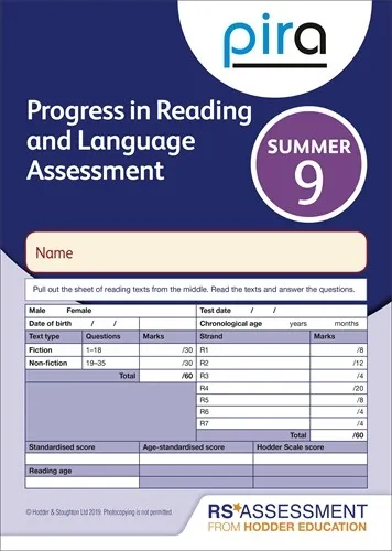 PIRA TEST 9, SUMMER PK10 (PROGRESS IN READING AND LANGUAGE ASSESSMENT)