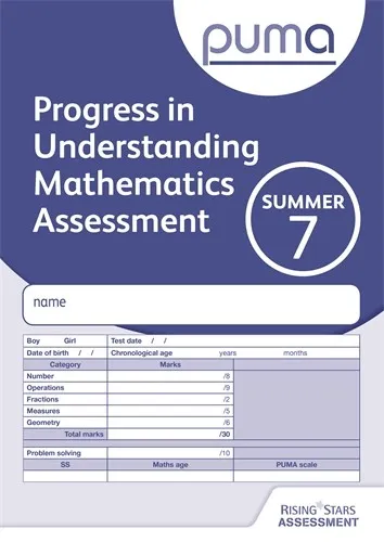 PUMA TEST 7, SUMMER PK10 (PROGRESS IN UNDERSTANDING MATHEMATICS ASSESSMENT)