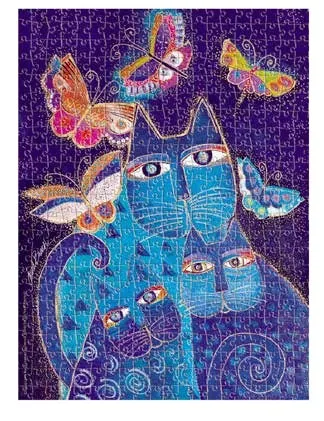 PUZLE / GATOS AZULES Y MARIPOSAS - SERIE FELINOS FANTÁSTICOS