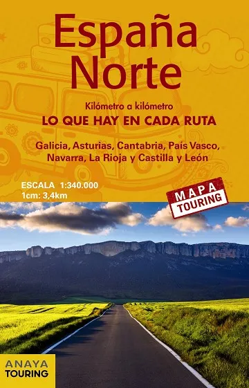 Mapa de carreteras 1:340.000 - España Norte (desplegable)