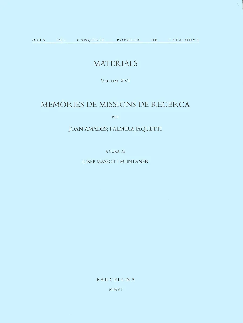 MATERIALS OBRA DEL CANÇONER POPULAR XVI
