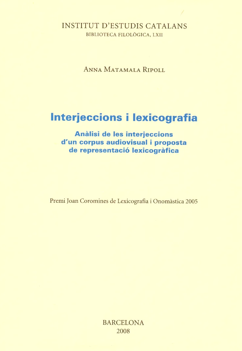 INTERJECCIONS I LEXICOGRAFIA