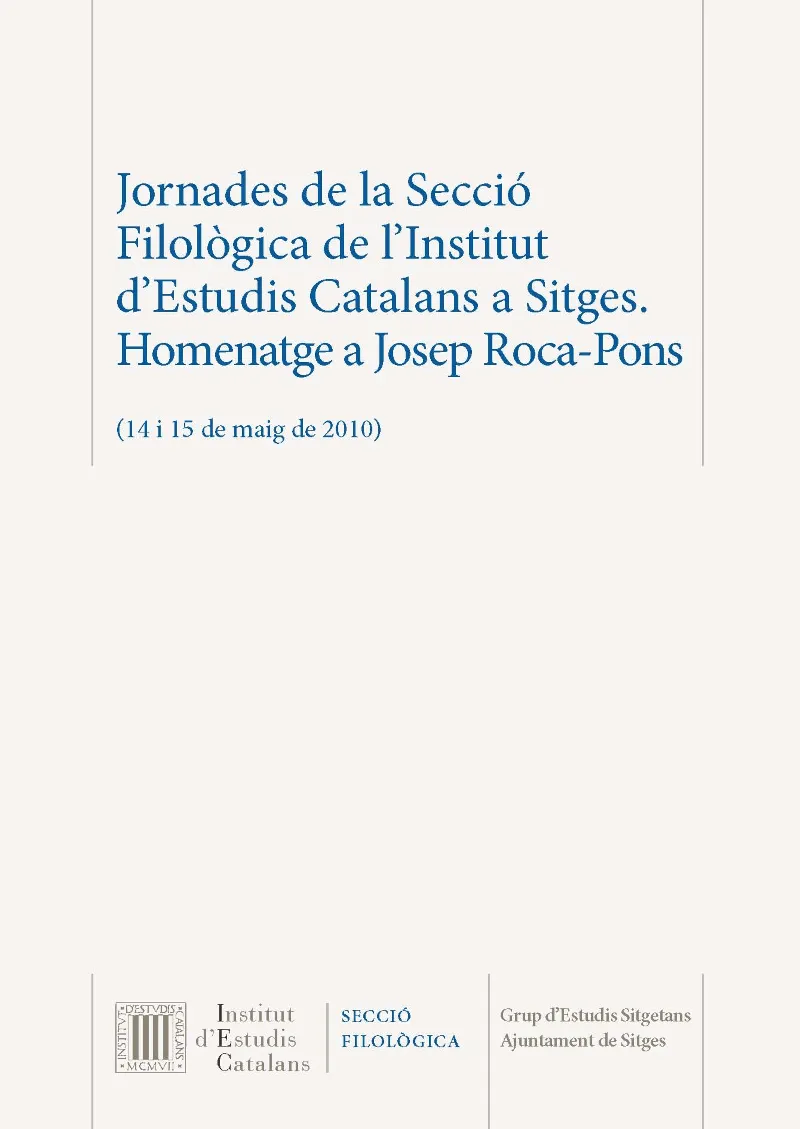 Jornades de la Secció Filològica de l'Institut d'Estudis Catalans a Sitges