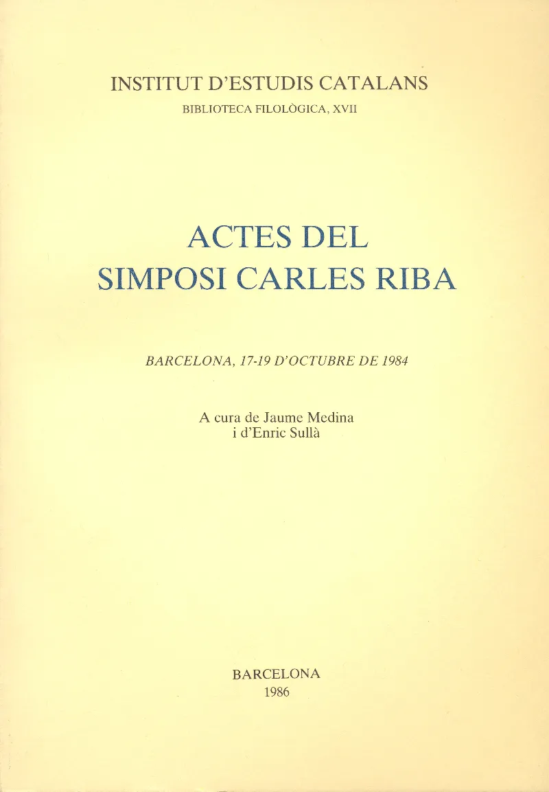 Actes del III Simposi Carles Riba