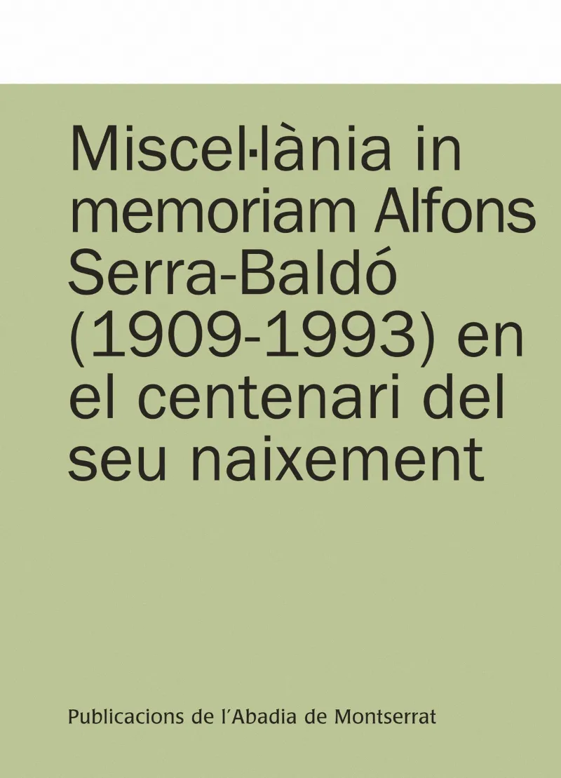 MISCEL.LANIA IN MEMORIAM ALFONS SERRA-BALDO