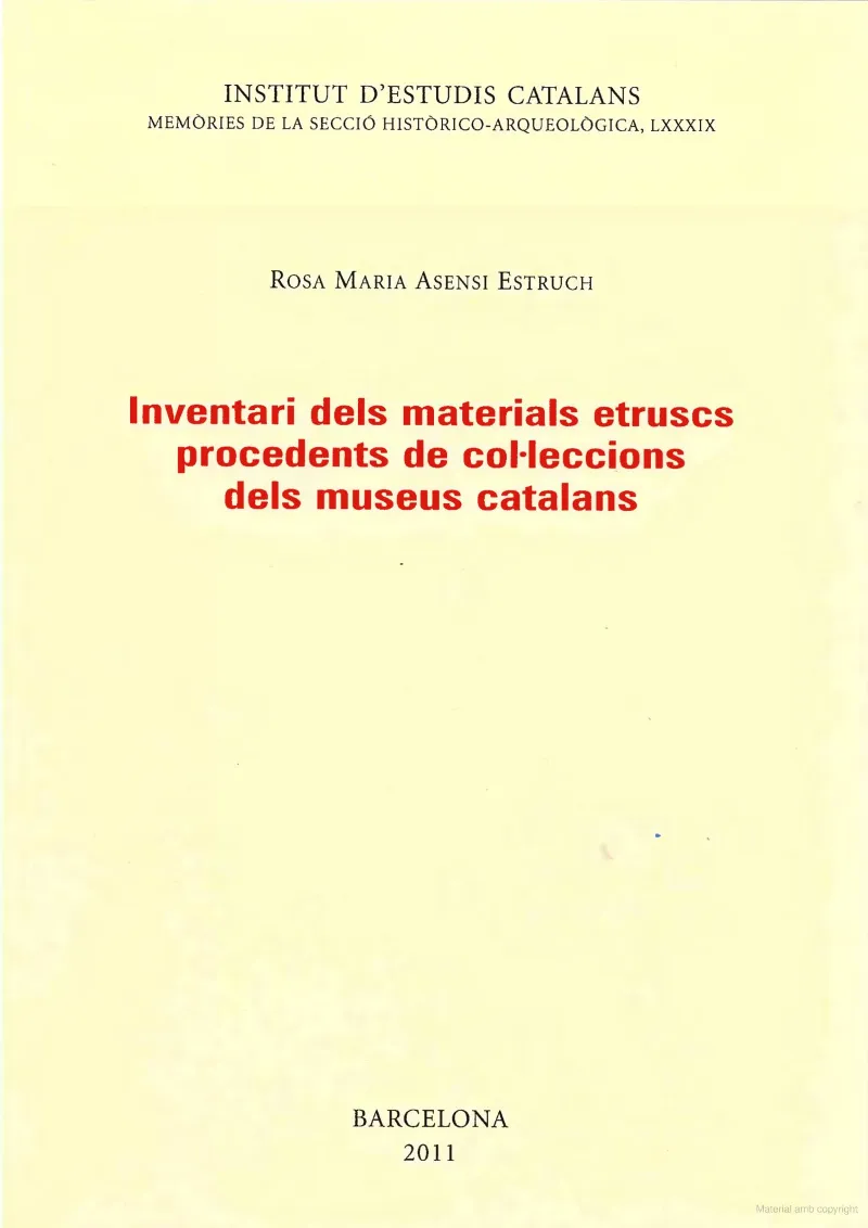 Inventari dels materials etruscs procedents de col·leccions dels museus catalans