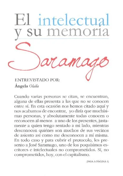 INTELECTUAL Y SU MEMORIA,EL -ENTREVISTA SARAMAGO-