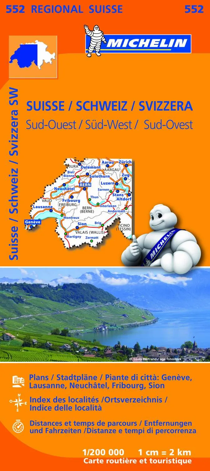 Mapa Regional Suisse Sud-Ouest/ Schweiz Süd-West/ Svizzera Sud.Ouest