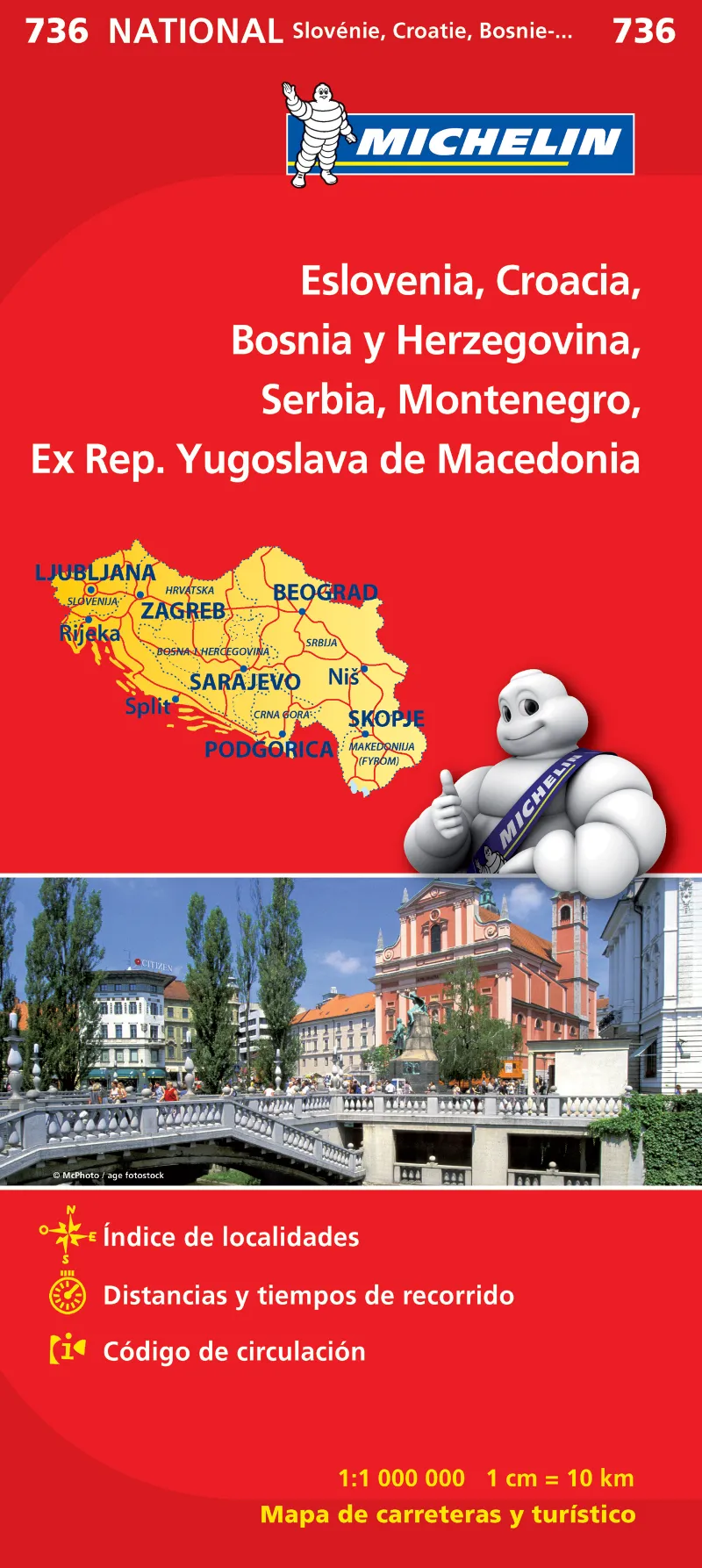 Mapa National Eslovenia, Croacia, Bosnia y Herzegovina, Serbia, Montenegro, Ex Rep. Yugoslava de Macedonia