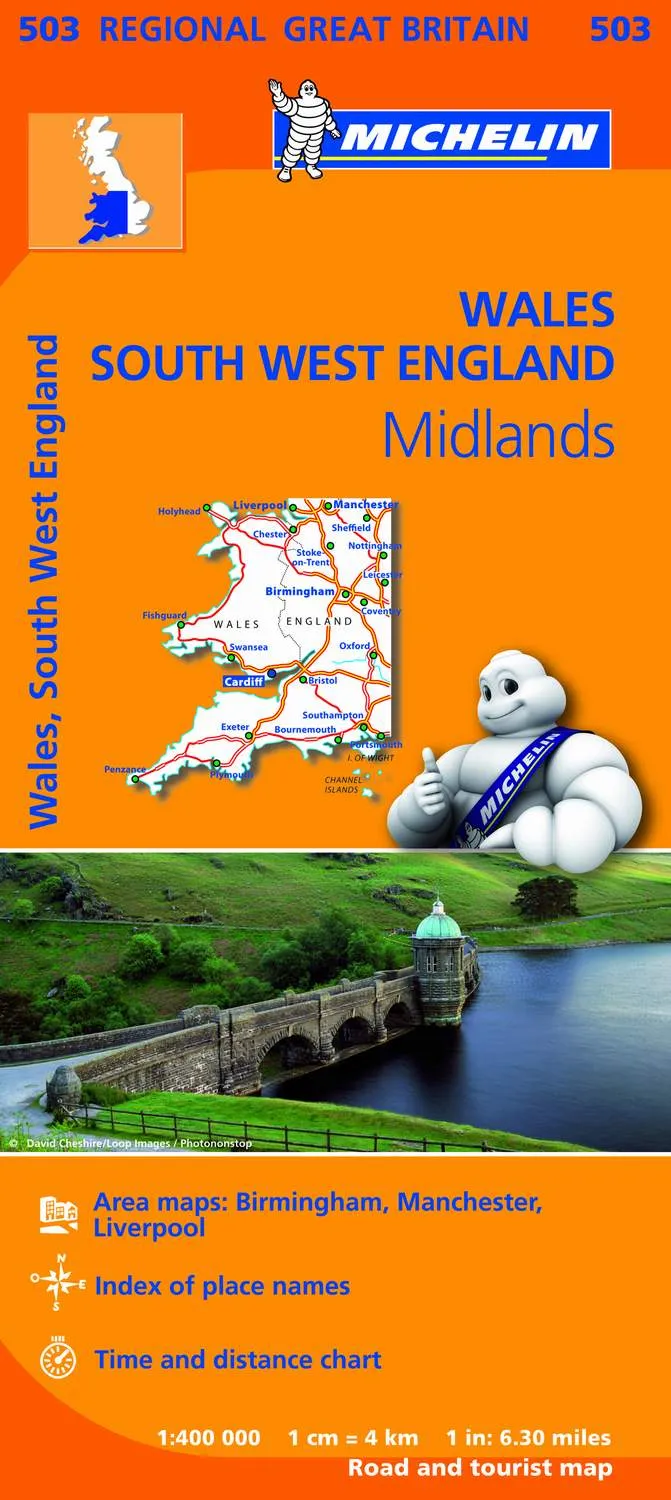 Mapa Regional Wales, South West England, Midlands
