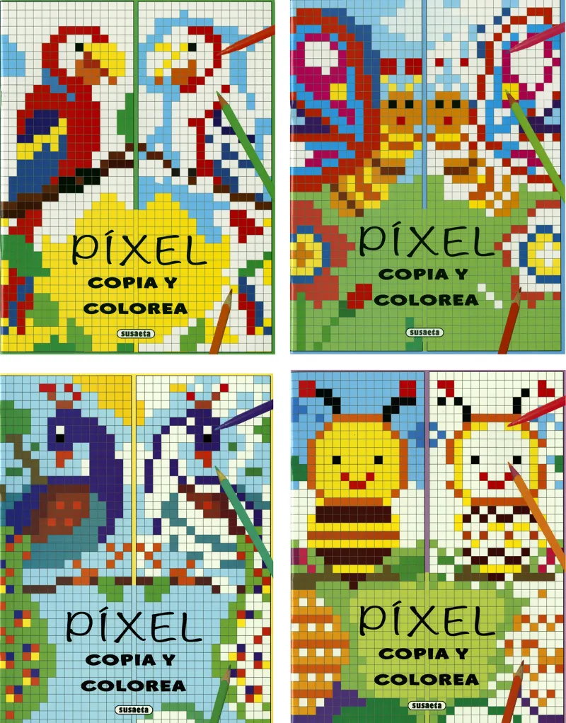 Píxel, copia y colorea (4 títulos)