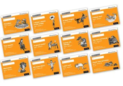 READ WRITE INC. PHONICS: BLACK AND WHITE ORANGE SET 4 STORYBOOKS MIXED PACK OF 12