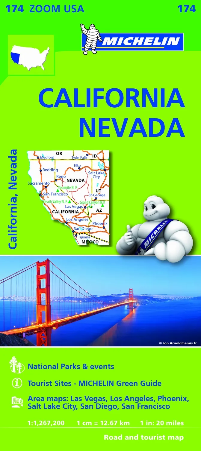 Mapa Zoom USA California - Nevada