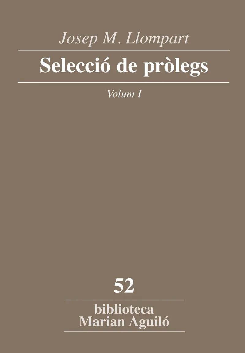 SELECCIO DE PROLEGS -VOLUM I-