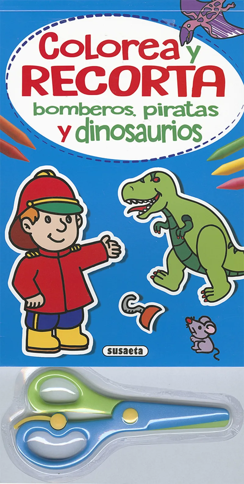 Bloc colorea y recorta bomberos, piratas y dinosaurios