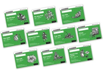 READ WRITE INC. PHONICS: BLACK AND WHITE GREEN SET 1 STORYBOOKS MIXED PACK OF 10