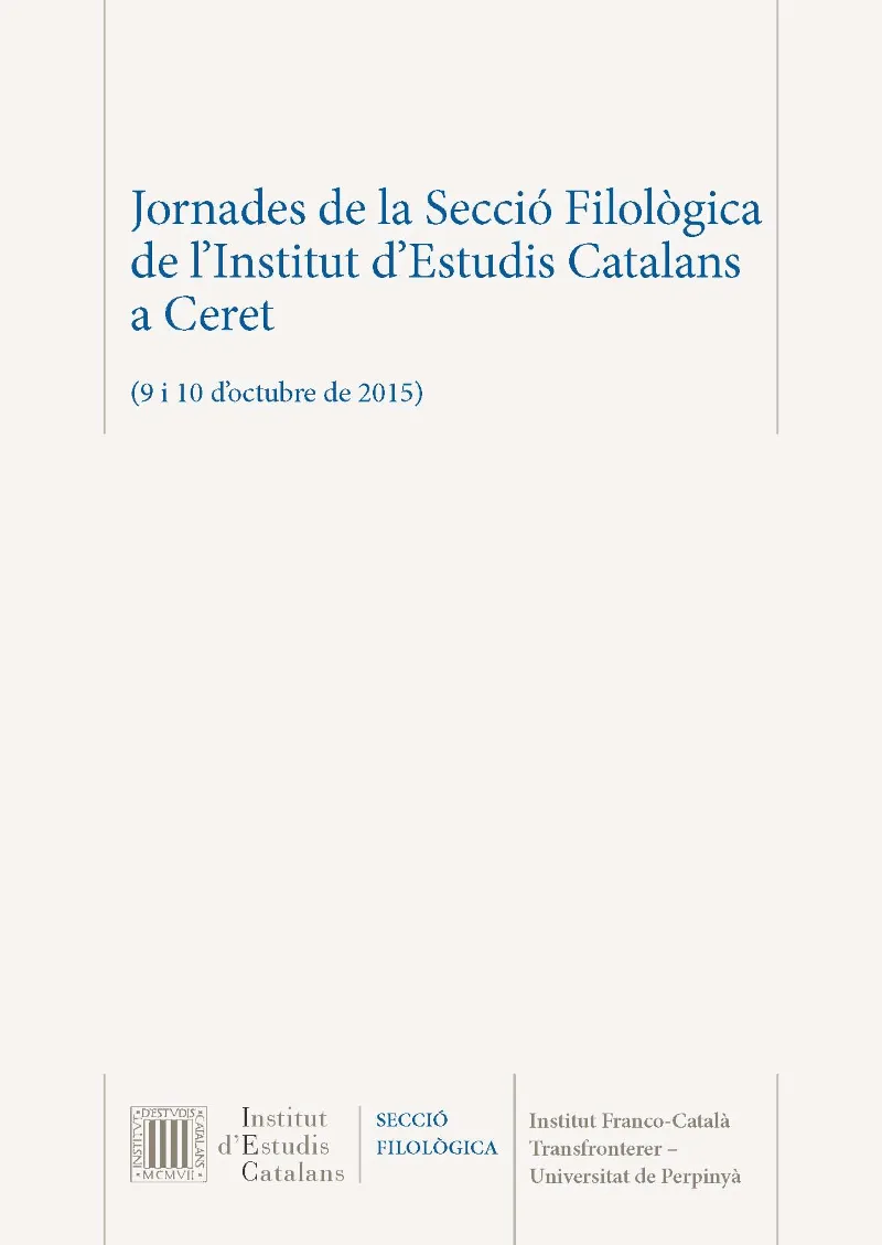 Jornades de la Secció Filològica de l'Institut d'Estudis Catalans a Ceret (9 i 10 d'octubre de 2015)