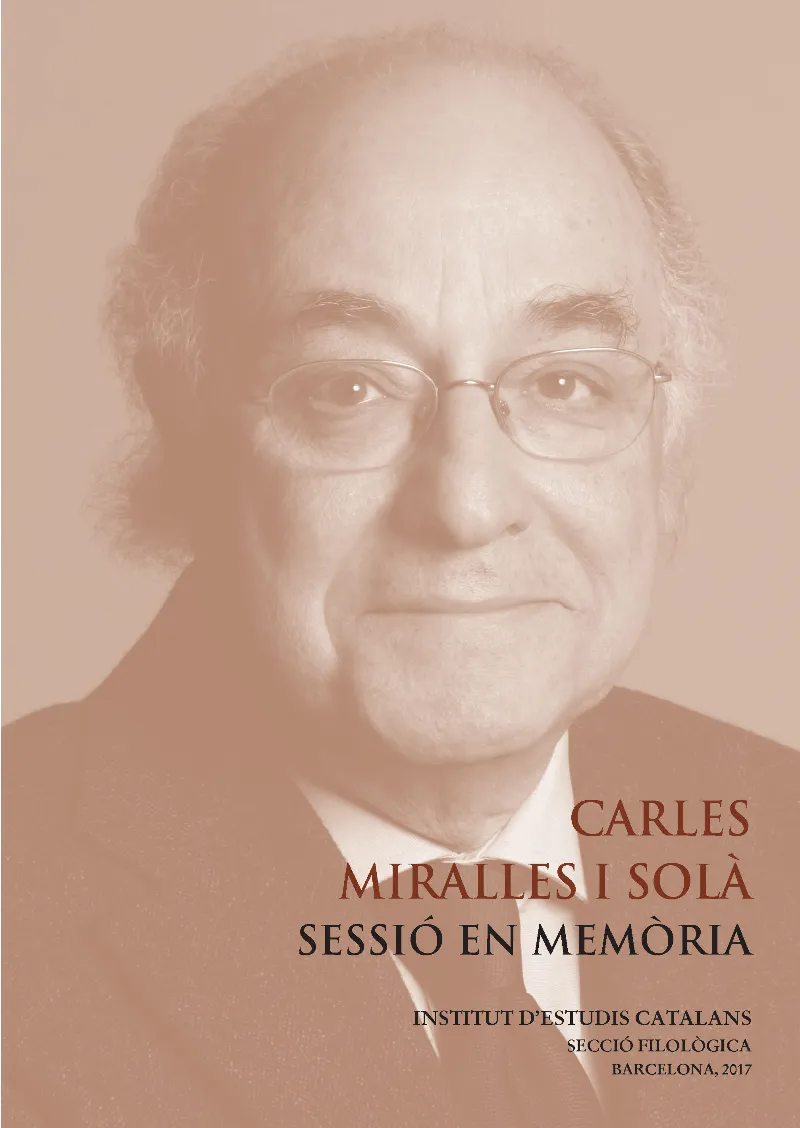 Carles Miralles i Solà : sessió en memòria Sala Prat de la Riba, 28 de gener de 2016