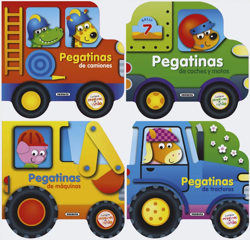 Construye vehículos con pegatinas de vinilo (4 títulos)