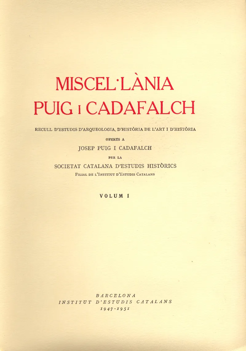 Miscel·lània Puig i Cadafalch. volum II
