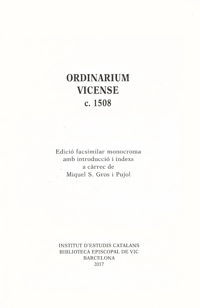 Ordinarium Vicense c.1508