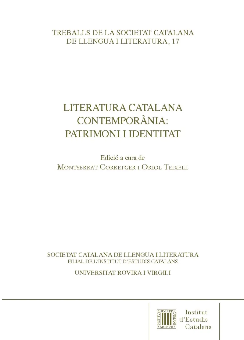 LITERATURA CATALANA CONTEMPORANIA: PATRIMONI I IDENTITAT