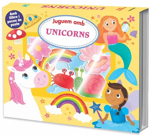 JUGUEM AMB UNICORNS - AMB LLIBRE I PECES DE PUZLE - CAPSA