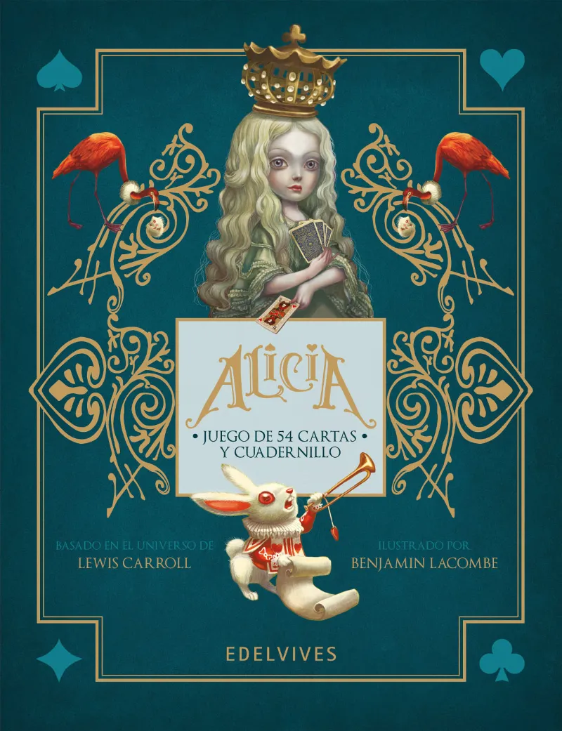 ALICIA. JUEGO DE CARTAS + LIBRO (CAJA QUE CONTIENE LIBRITO EN RÚSTICA + BARAJA DE 54 CARTAS)