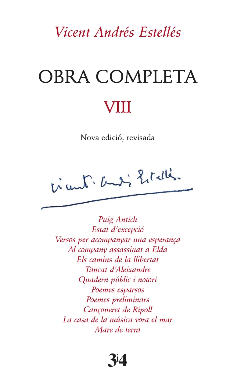 OBRA COMPLETA VIII - VICENT ANDRES ESTELLES -
