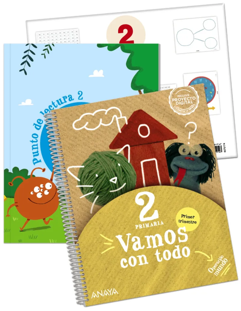VAMOS CON TODO 2. PRIMER TRIMESTRE. + PUNTO DE LECTURA 2 + MATERIAL MANIPULATIVO.