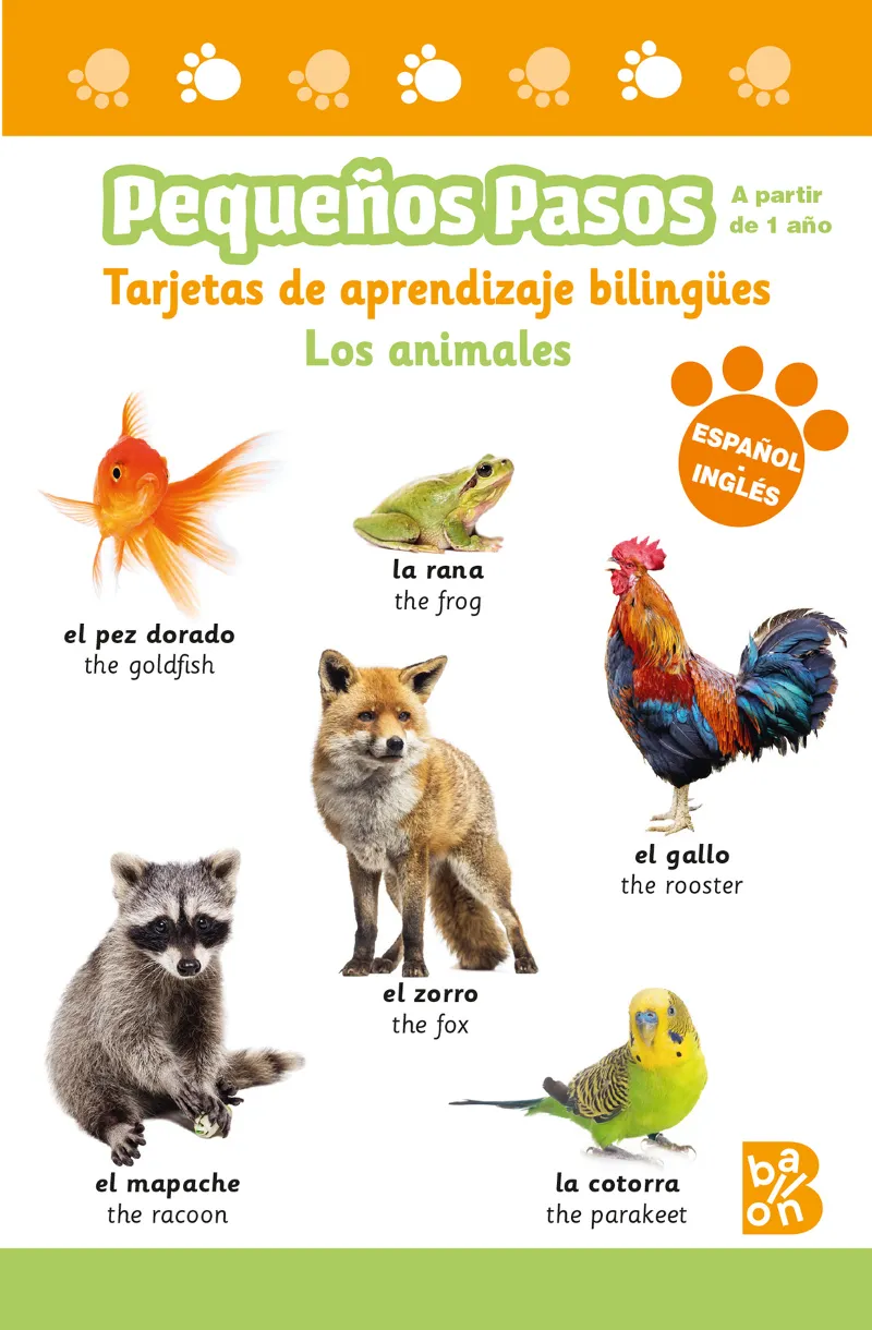 PEQUEÑOS PASOS: TARJETAS BILINGUES ESP-ING -A PARTIR 1 AÑO-