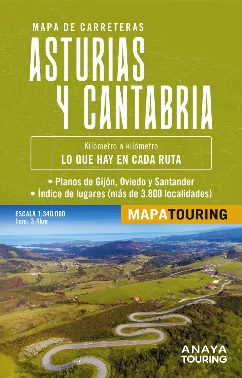MAPA DE CARRETERAS ASTURIAS Y CANTABRIA (DESPLEGABLE) ESCALA 1:340.000
