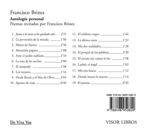 FRANCISCO BRINES - ANTOLOGIA PERSONAL -