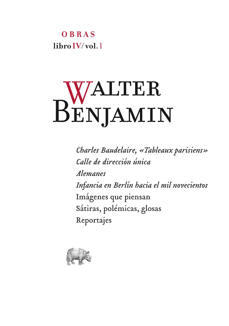 WALTER BENJAMIN OBRAS LIBRO IV VOL I