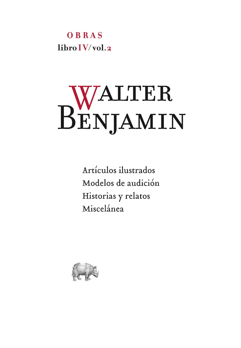 WALTER BENJAMIN TOMO 7 OBRAS LIBRO IV VOL 2