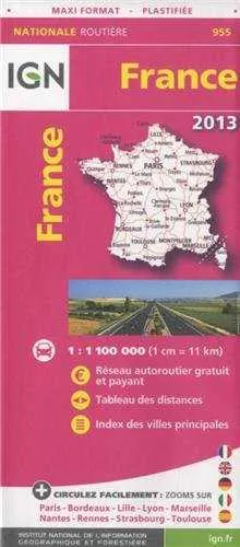 FRANCE 2013 -MAXI FORMAT PLASTIFIEE- 1:1100000