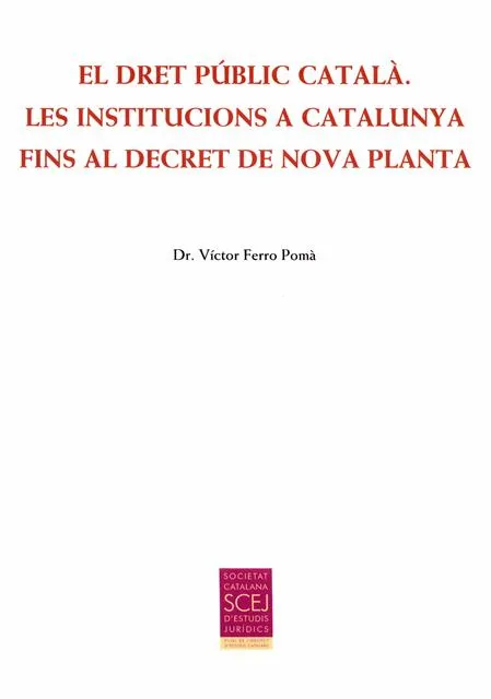 DRET PUBLIC CATALA LES INSTITUCIONS A CATALUNYA FINS AL DECRET DE NOVA PLANTA,EL