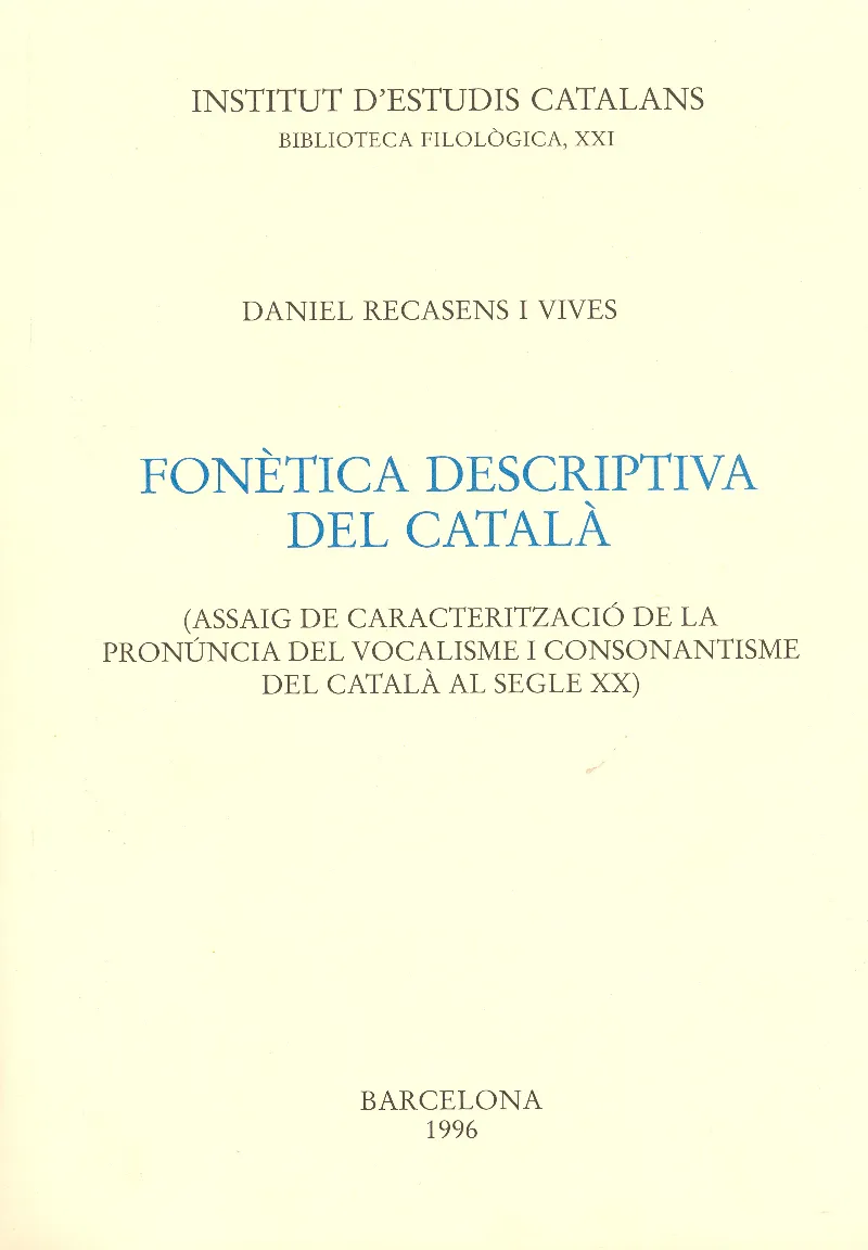 FONETICA DESCRIPTIVA DEL CATALA