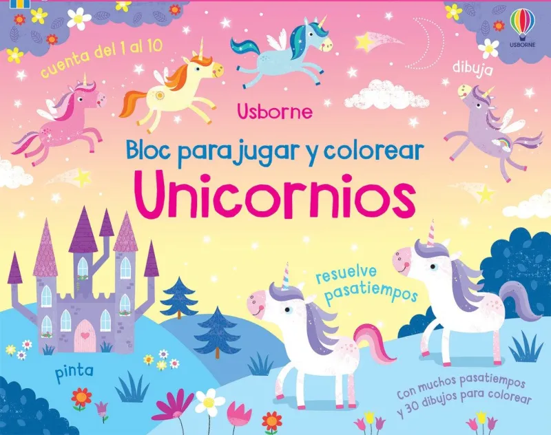 UNICORNIOS -BLOC PARA JUGAR Y COLOREAR-